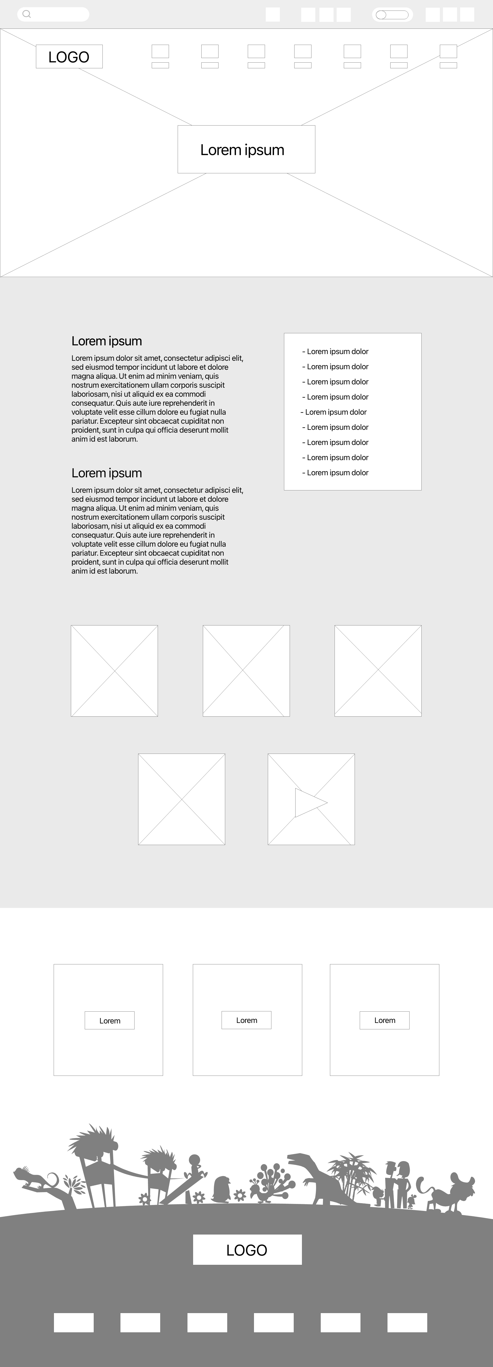 Billede af wireframes (Dyreeksempel) til Guldborgsund Zoologisk & Botanisk Have